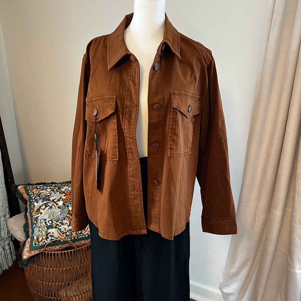 Liverpool Los Angeles Brown Lightweight Shirt Jacket with Soft Texture